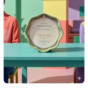 Nwt Threshold Green Scalloped Candle